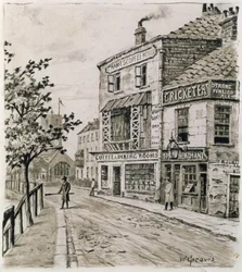 O Cricketers e o Thames Coffee House, Chelsea (tinta no papel)